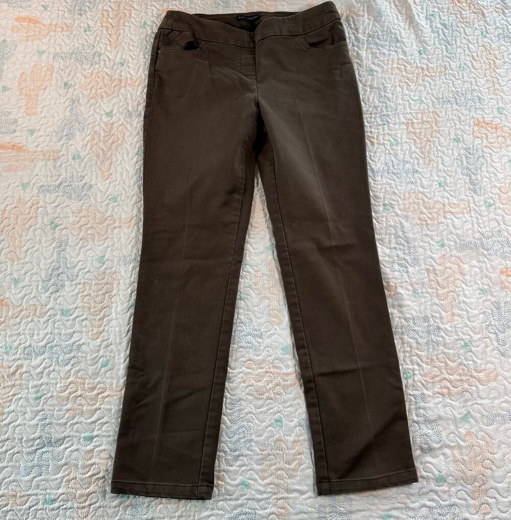 Napa Valley Brown Straight Leg Pants Women’s 6P Petite Stretch Pull On